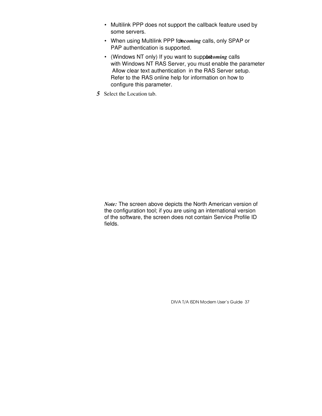 Hayes Microcomputer Products DIVA T/A ISDN manual Select the Location tab 