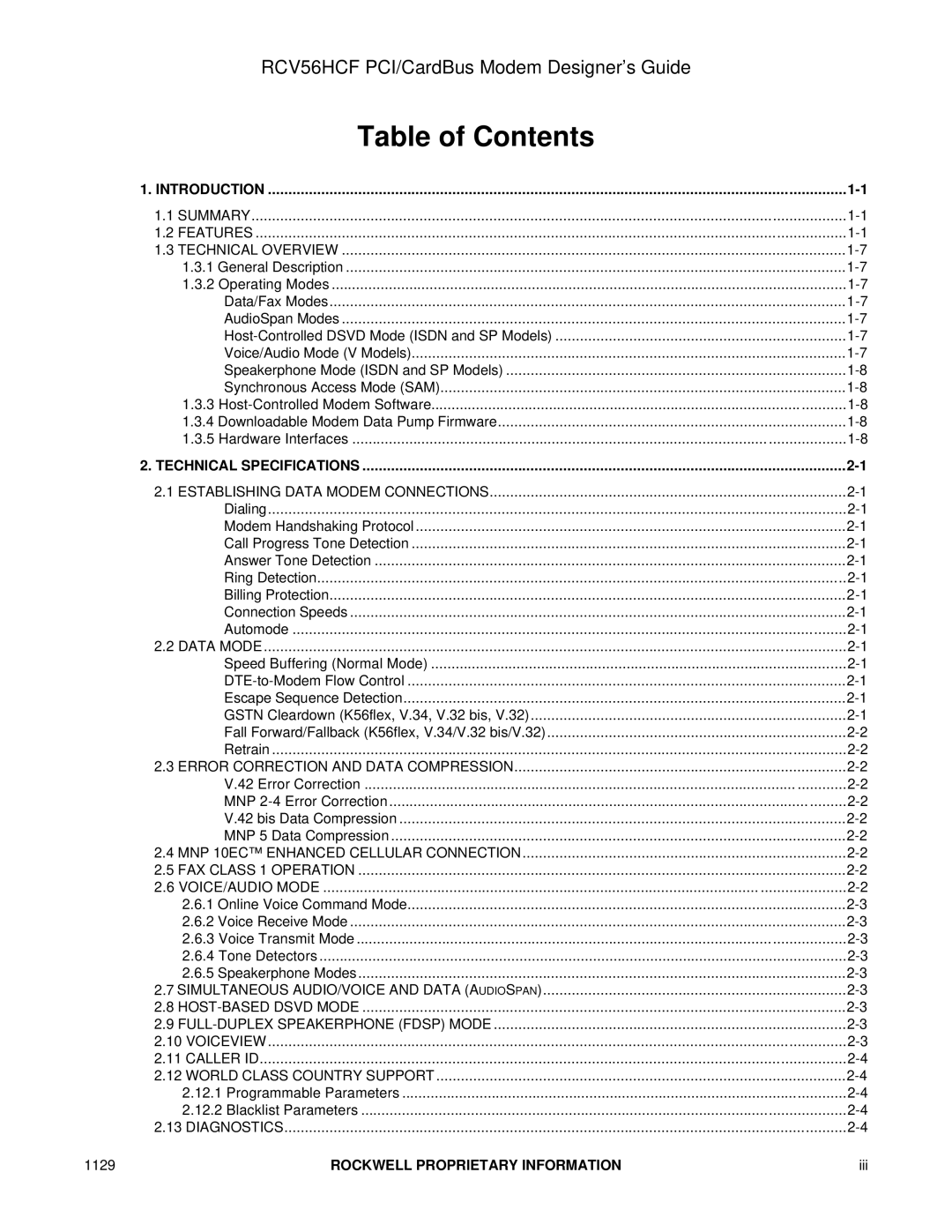 Hayes Microcomputer Products RCV56HCF manual Table of Contents 