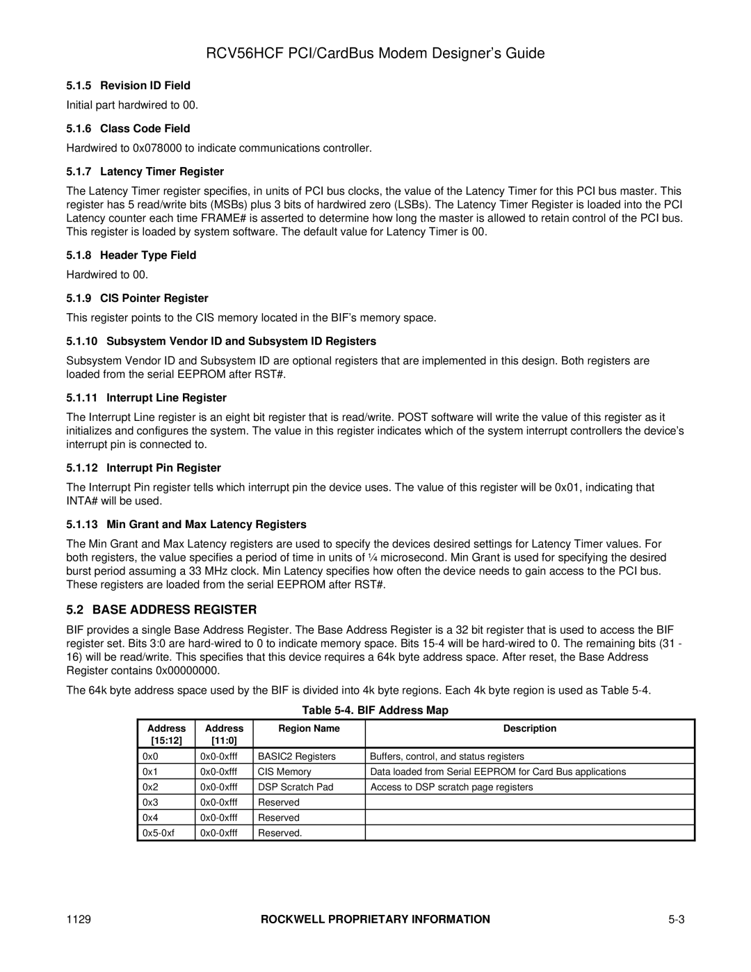 Hayes Microcomputer Products RCV56HCF manual Base Address Register 