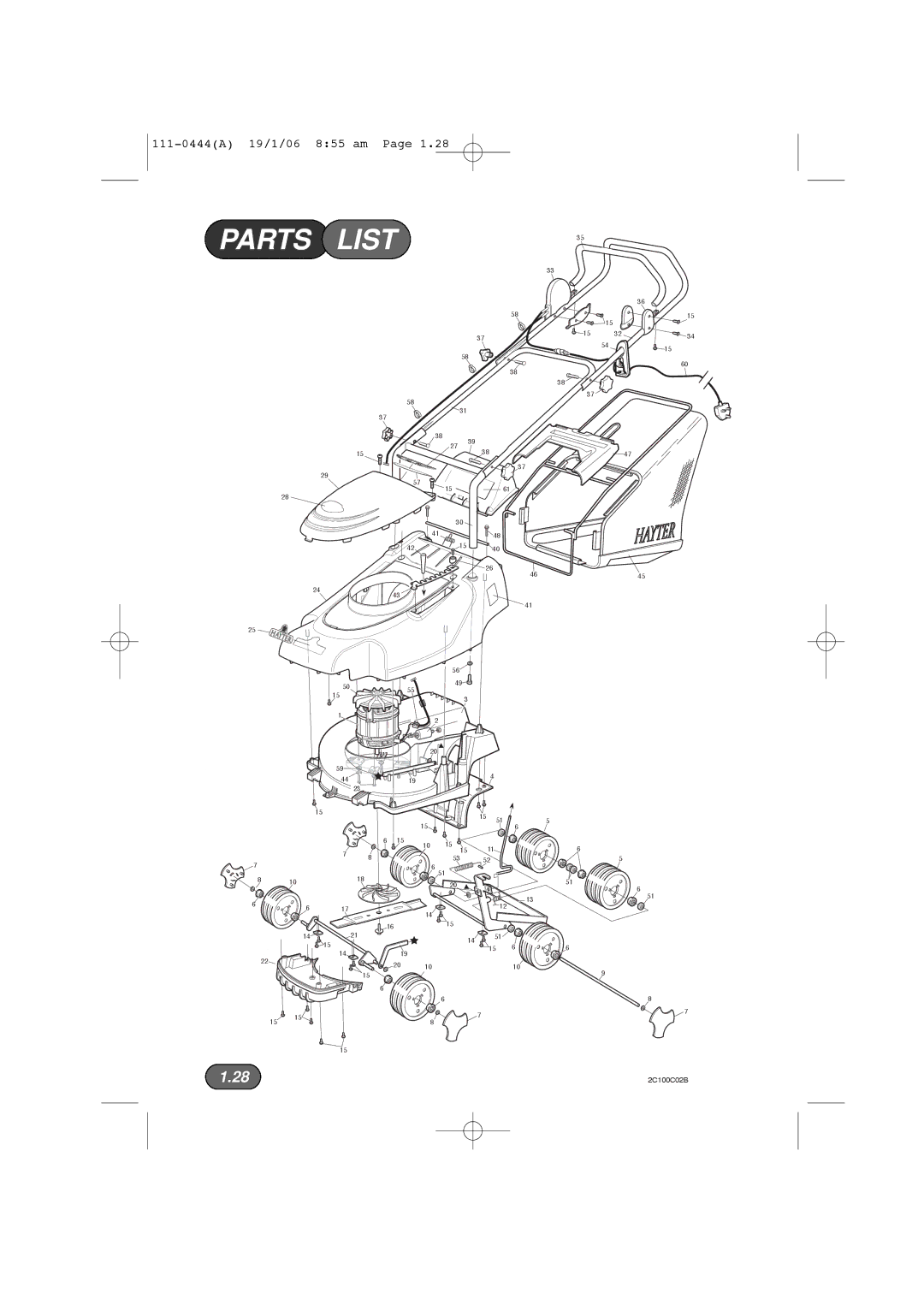 Hayter Mowers 100D manual 2C100C02B 