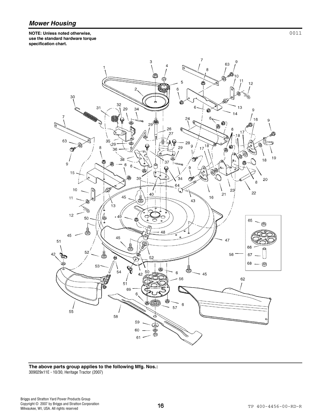 Hayter Mowers 10/30 manual Mower Housing 