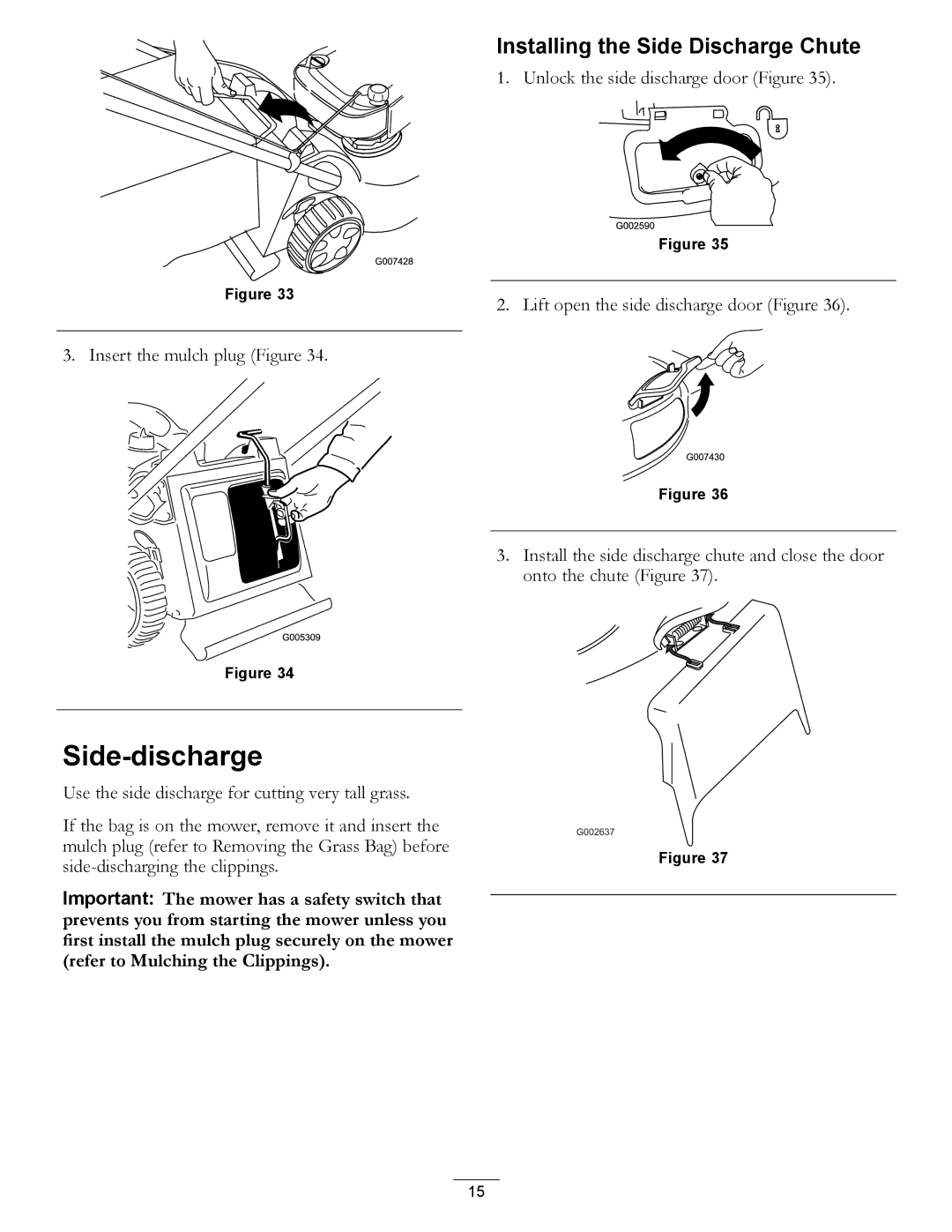 Hayter Mowers 111-2842 Rev B manual Side-discharge, Installing the Side Discharge Chute 