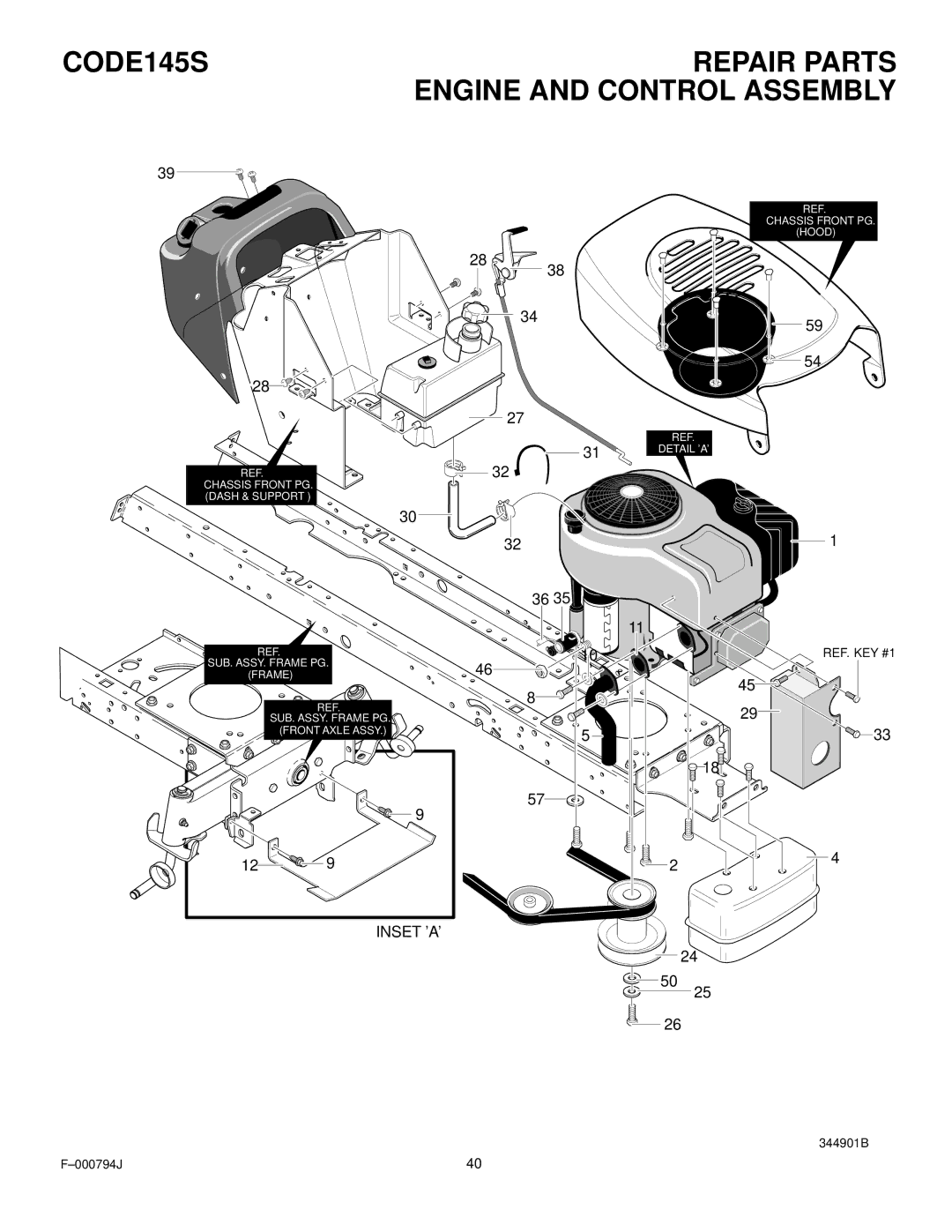 Hayter Mowers 15/40 manual Engine and Control Assembly 