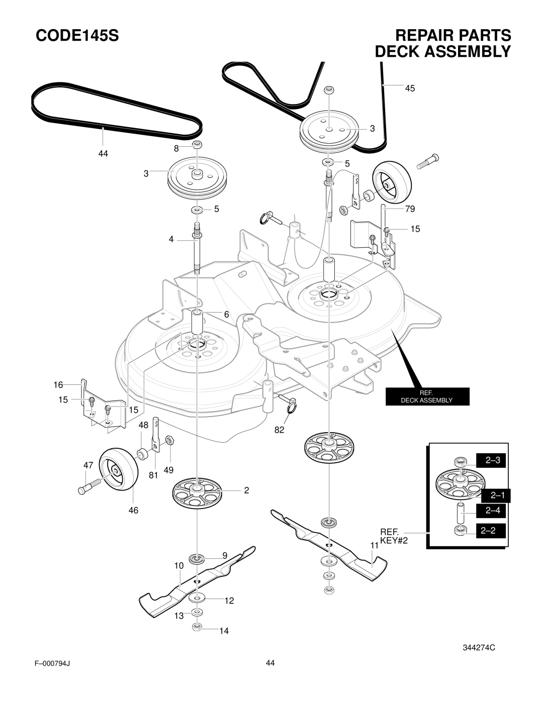 Hayter Mowers 15/40 manual CODE145S Repair Parts Deck Assembly 