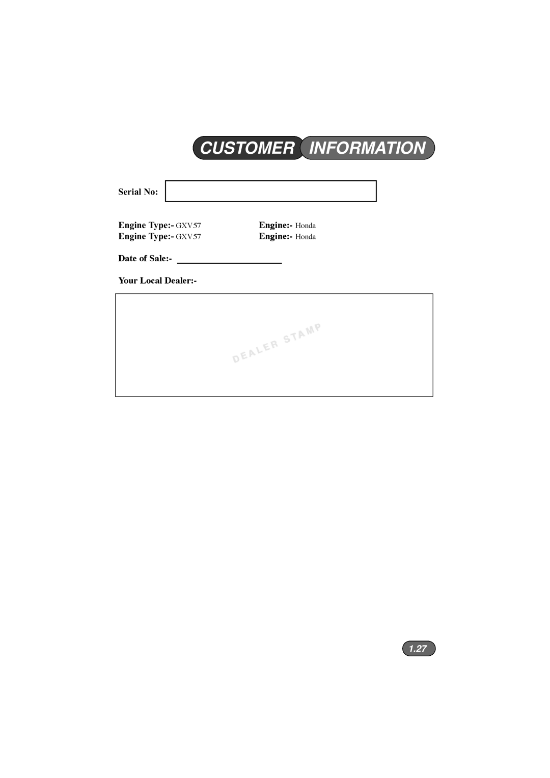 Hayter Mowers 184E XR44, 185E XR16 manual Customer Information 