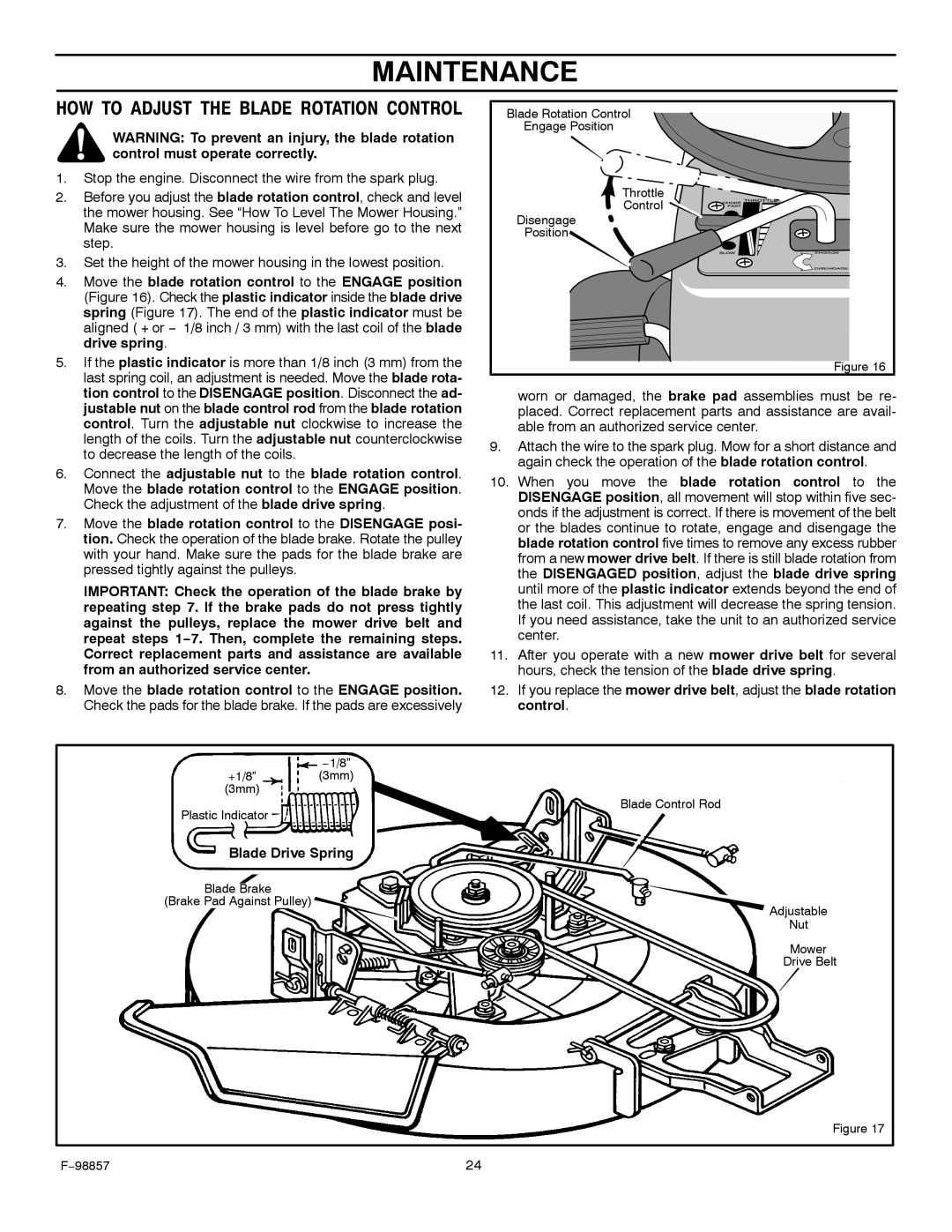 Hayter Mowers 30-Dec manual HOW to Adjust the Blade Rotation Control 