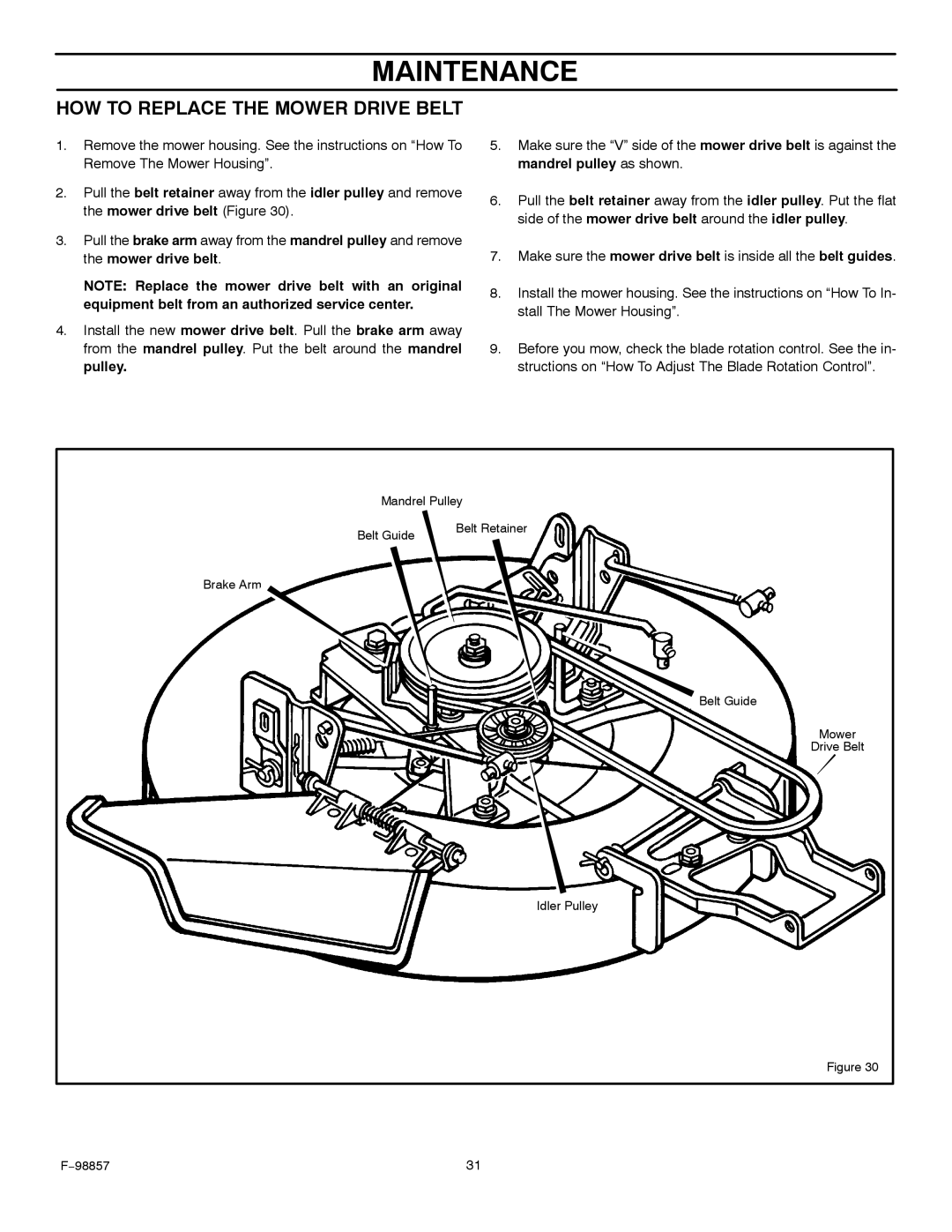 Hayter Mowers 30-Dec manual HOW to Replace the Mower Drive Belt 