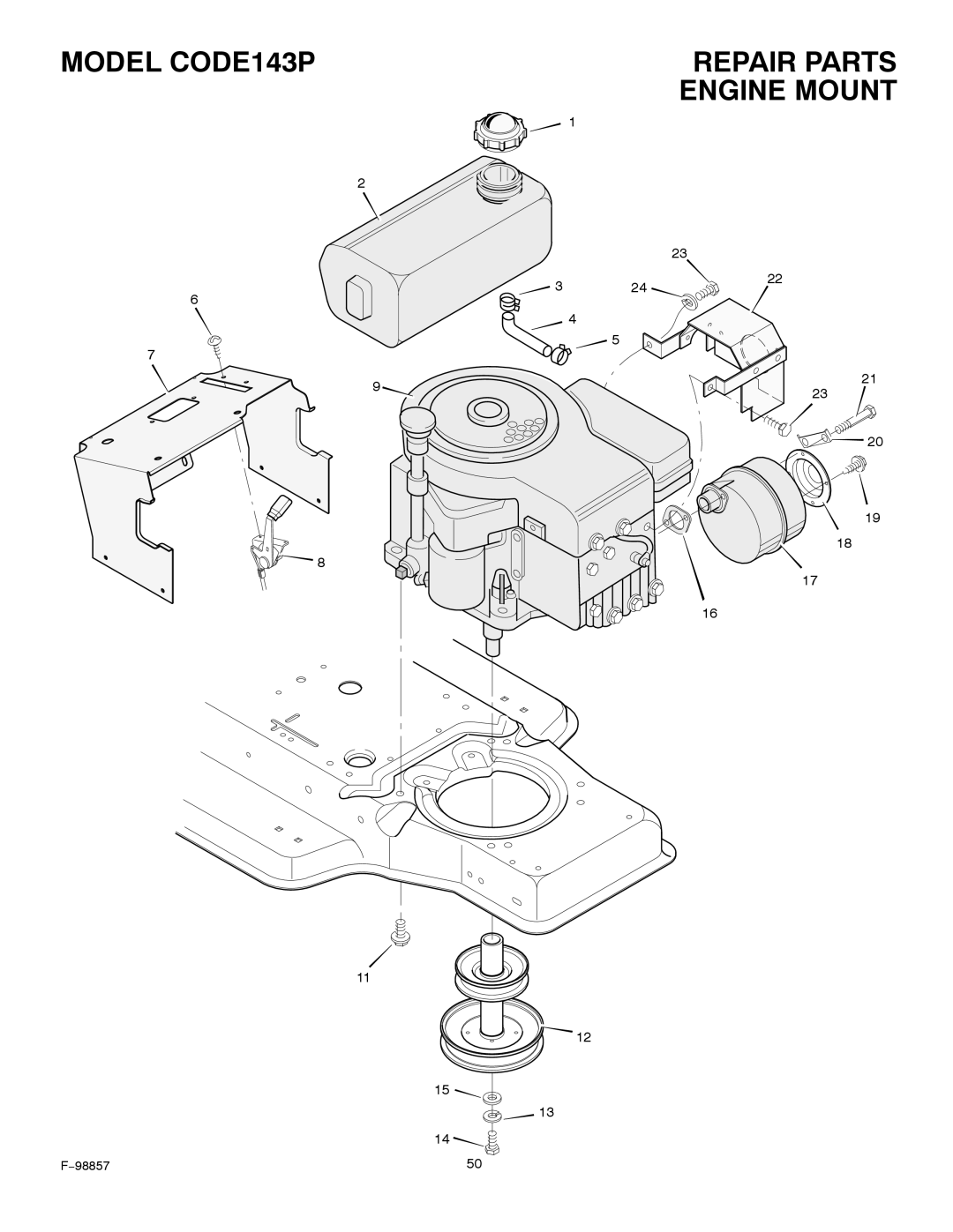 Hayter Mowers 30-Dec manual Model CODE143P Repair Parts Engine Mount 