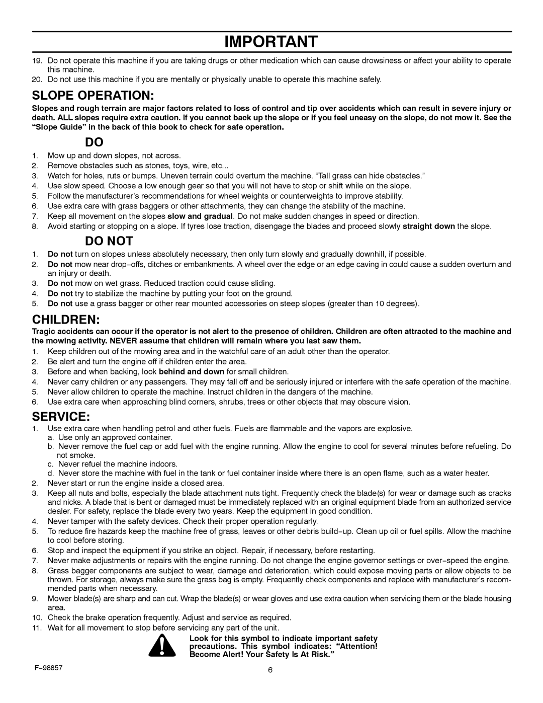 Hayter Mowers 30-Dec manual Slope Operation 