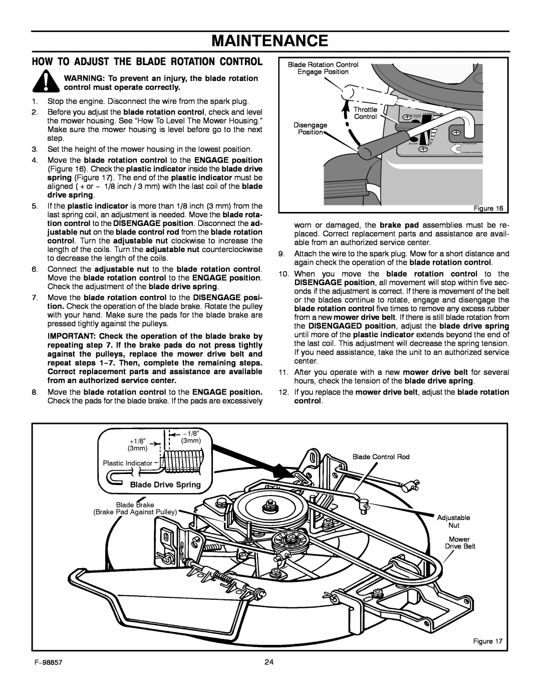 Hayter Mowers 30-Dec manual How To Adjust The Blade Rotation Control, Maintenance 