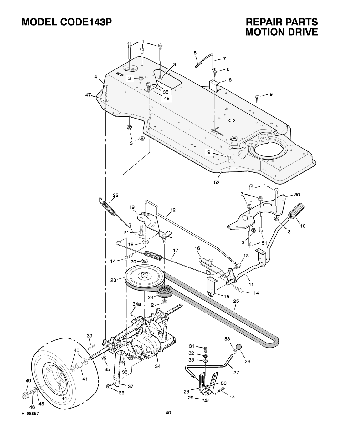 Hayter Mowers 30-Dec manual Repair Parts Motion Drive, MODEL CODE143P, 4941 