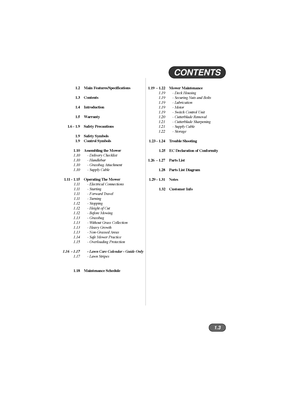 Hayter Mowers 36 manual Contents 