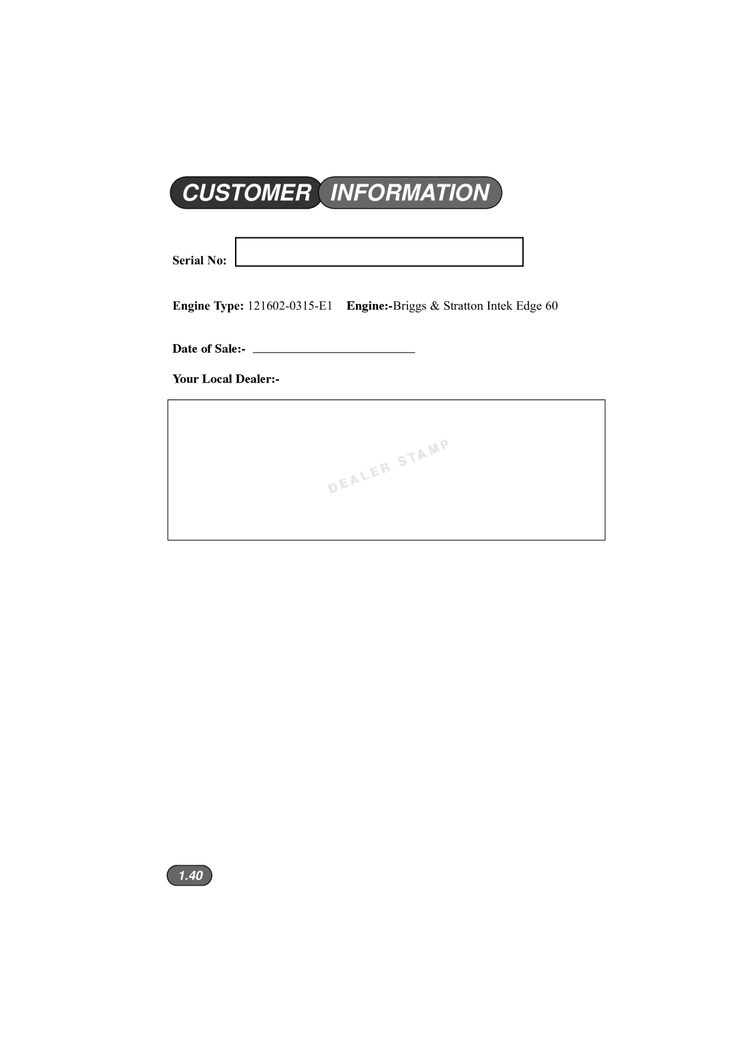 Hayter Mowers 396E manual Customer Information 