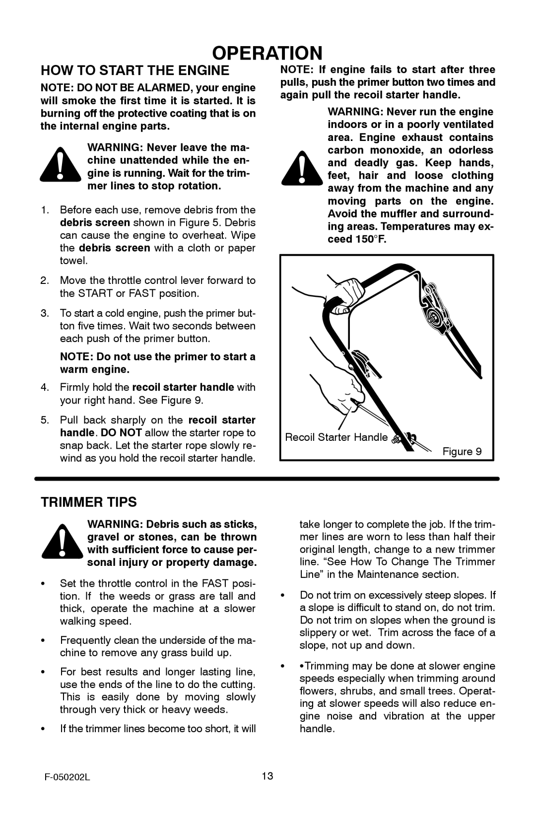 Hayter Mowers 401C001001 manual HOW to Start the Engine, Trimmer Tips 