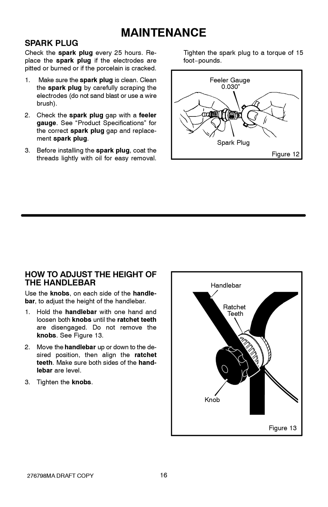 Hayter Mowers 407D manual Spark Plug, HOW to Adjust the Height of the Handlebar 