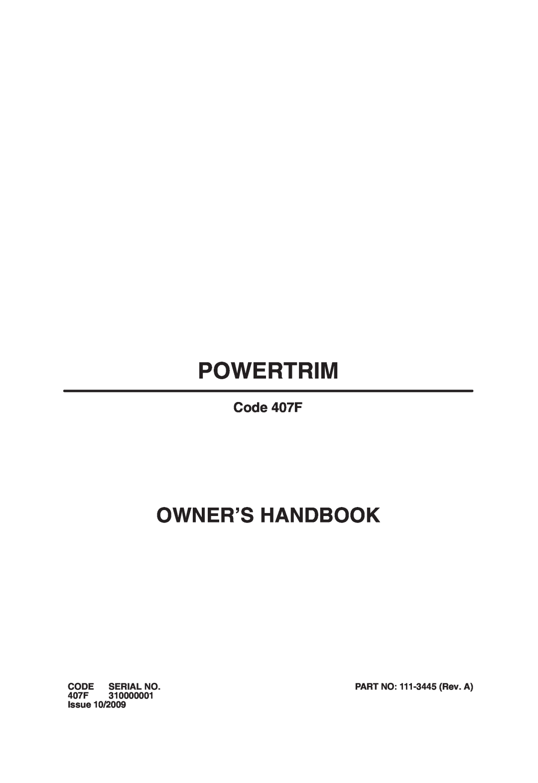 Hayter Mowers manual Code 407F, Powertrim, Owner’S Handbook 