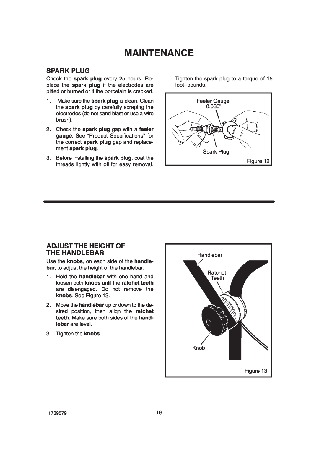 Hayter Mowers 407F manual Spark Plug, Adjust The Height Of The Handlebar, Maintenance 