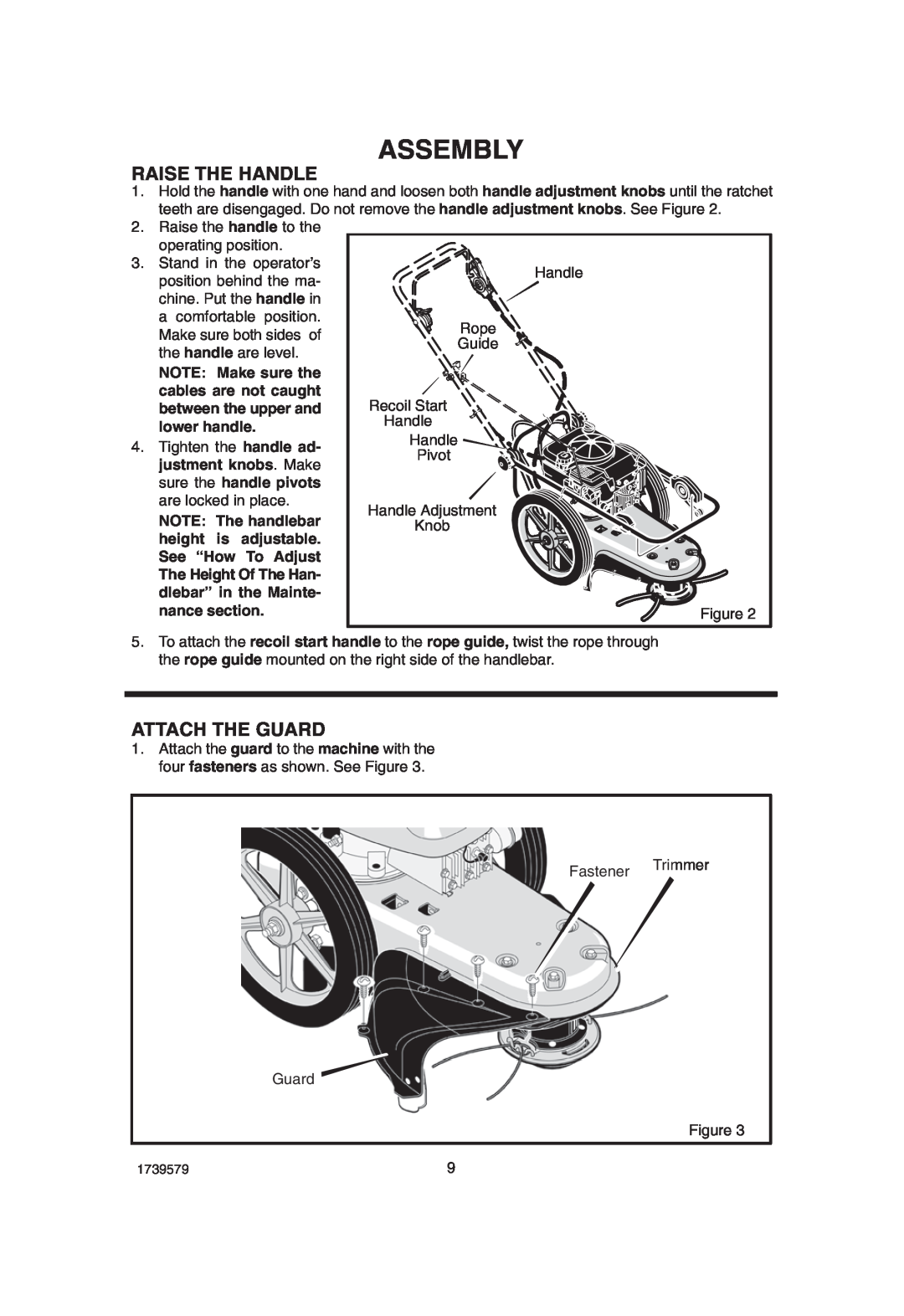 Hayter Mowers 407F manual Raise The Handle, Attach The Guard, Assembly 