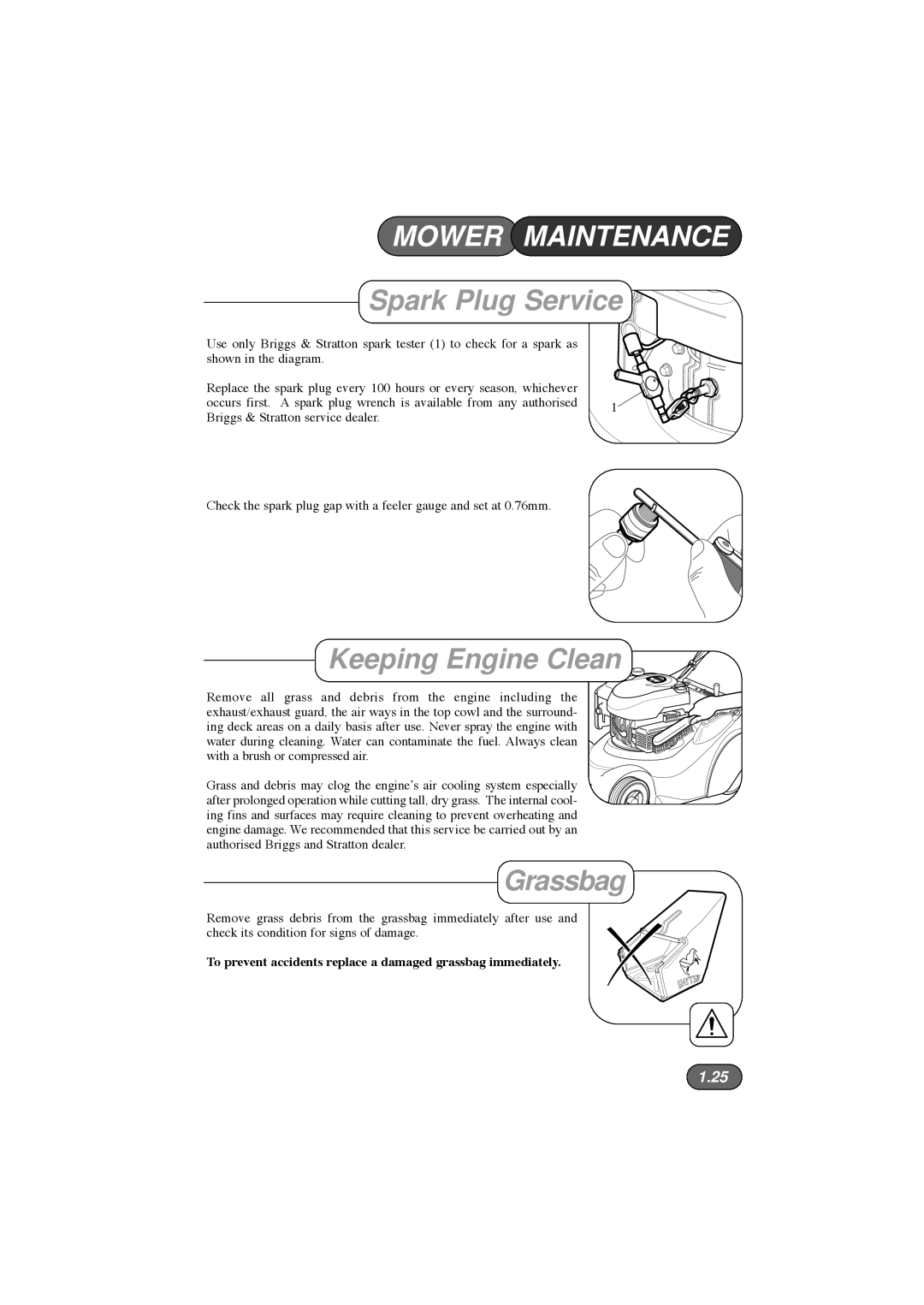 Hayter Mowers 413E, 412E, 410E manual Spark Plug Service, Keeping Engine Clean 