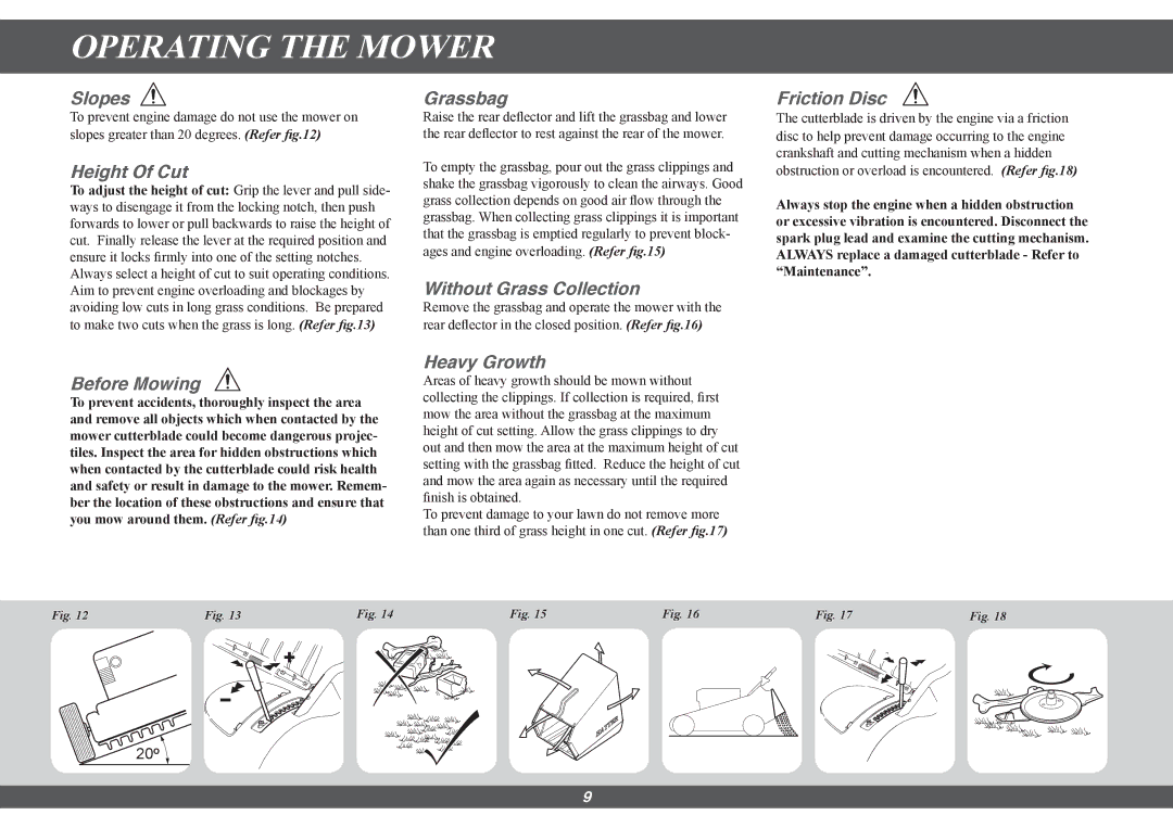 Hayter Mowers 412G Slopes, Height Of Cut, Grassbag, Without Grass Collection, Friction Disc, Before Mowing, Heavy Growth 