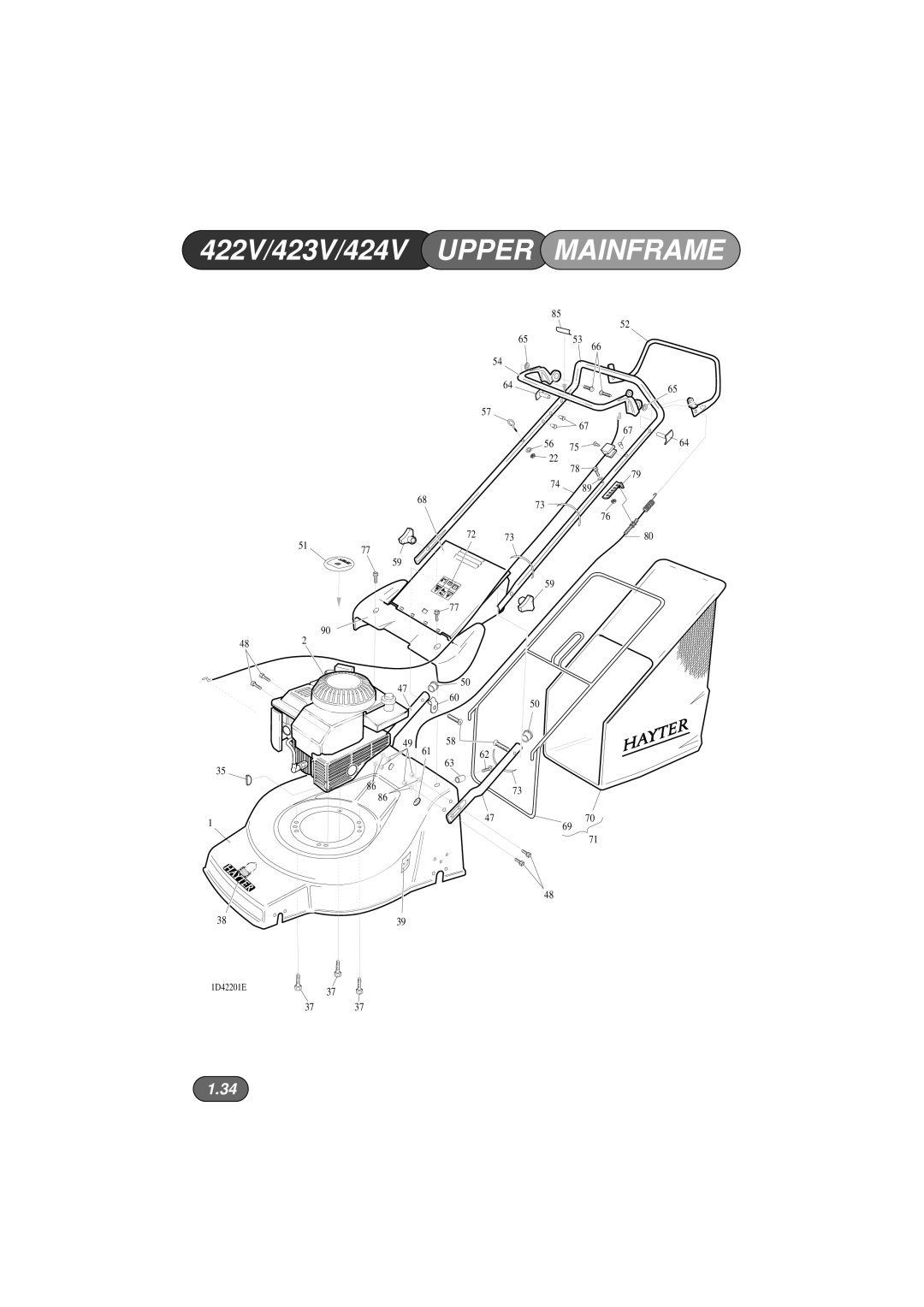 Hayter Mowers manual 422V/423V/424V UPPER MAINFRAME, 1.34 