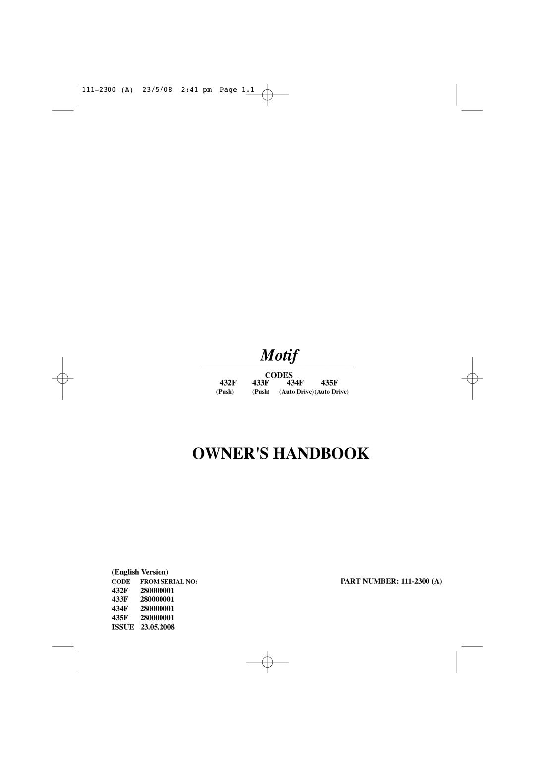 Hayter Mowers 435F, 434F, 433F, 432F manual Motif 