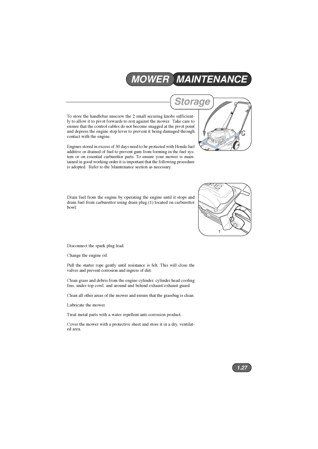 Hayter Mowers 432D, 435D, 434D, 433D manual Storage 