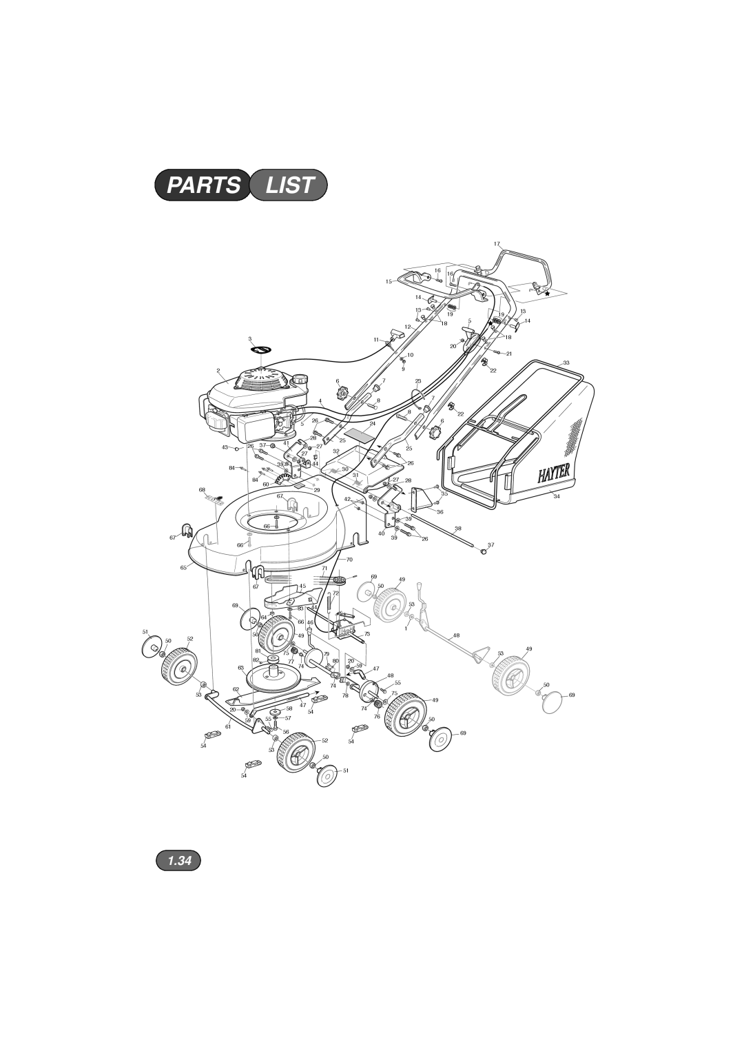 Hayter Mowers 433D, 435D, 434D, 432D manual Parts List 