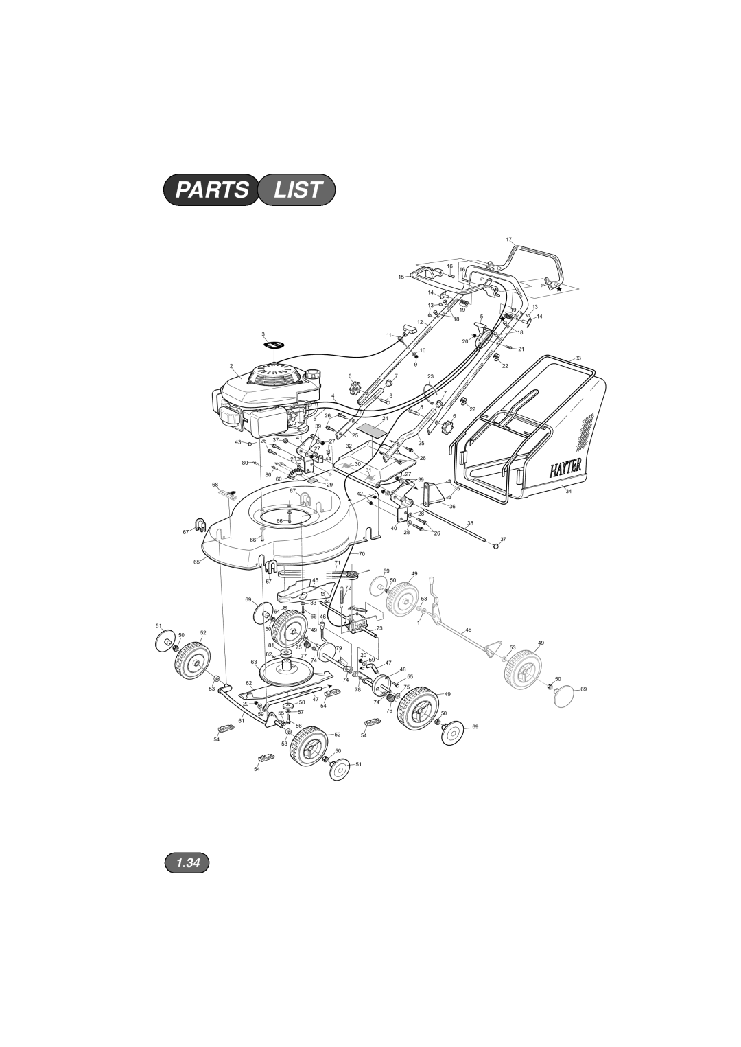 Hayter Mowers 434E, 435E, 432E, 433E manual Parts 