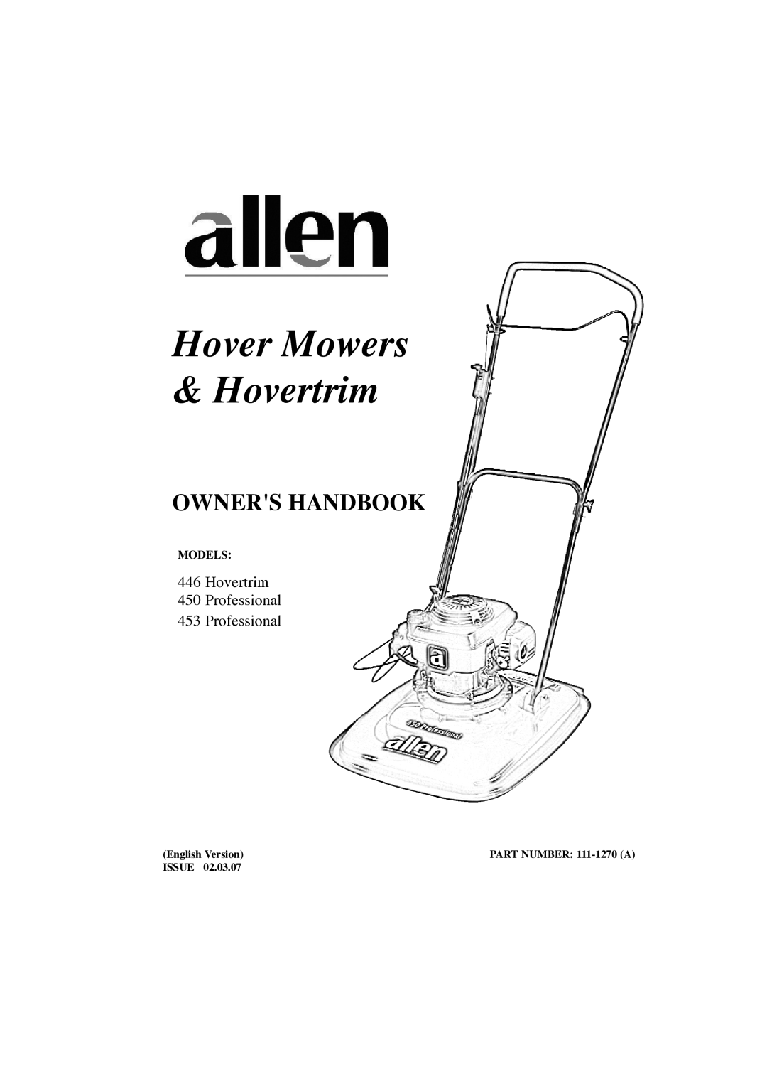 Hayter Mowers 453, 450, 446 Hovertrim manual Hover Mowers & Hovertrim 