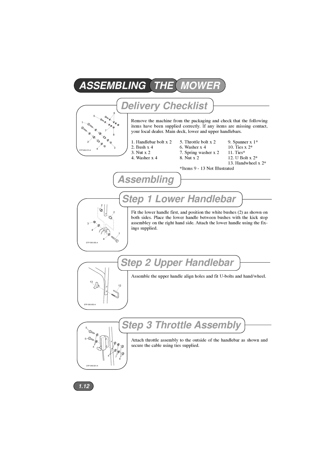 Hayter Mowers 453, 450, 446 Hovertrim manual Assembling the Mower 