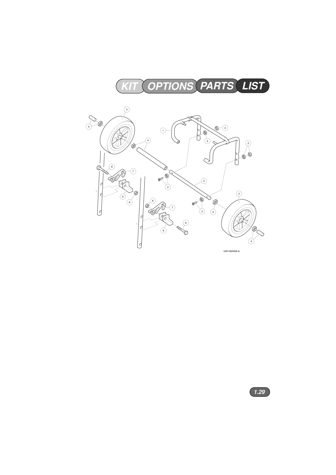 Hayter Mowers 453, 450, 446 Hovertrim manual Kit Options Parts List, 1.29, HAY-G00004-A 