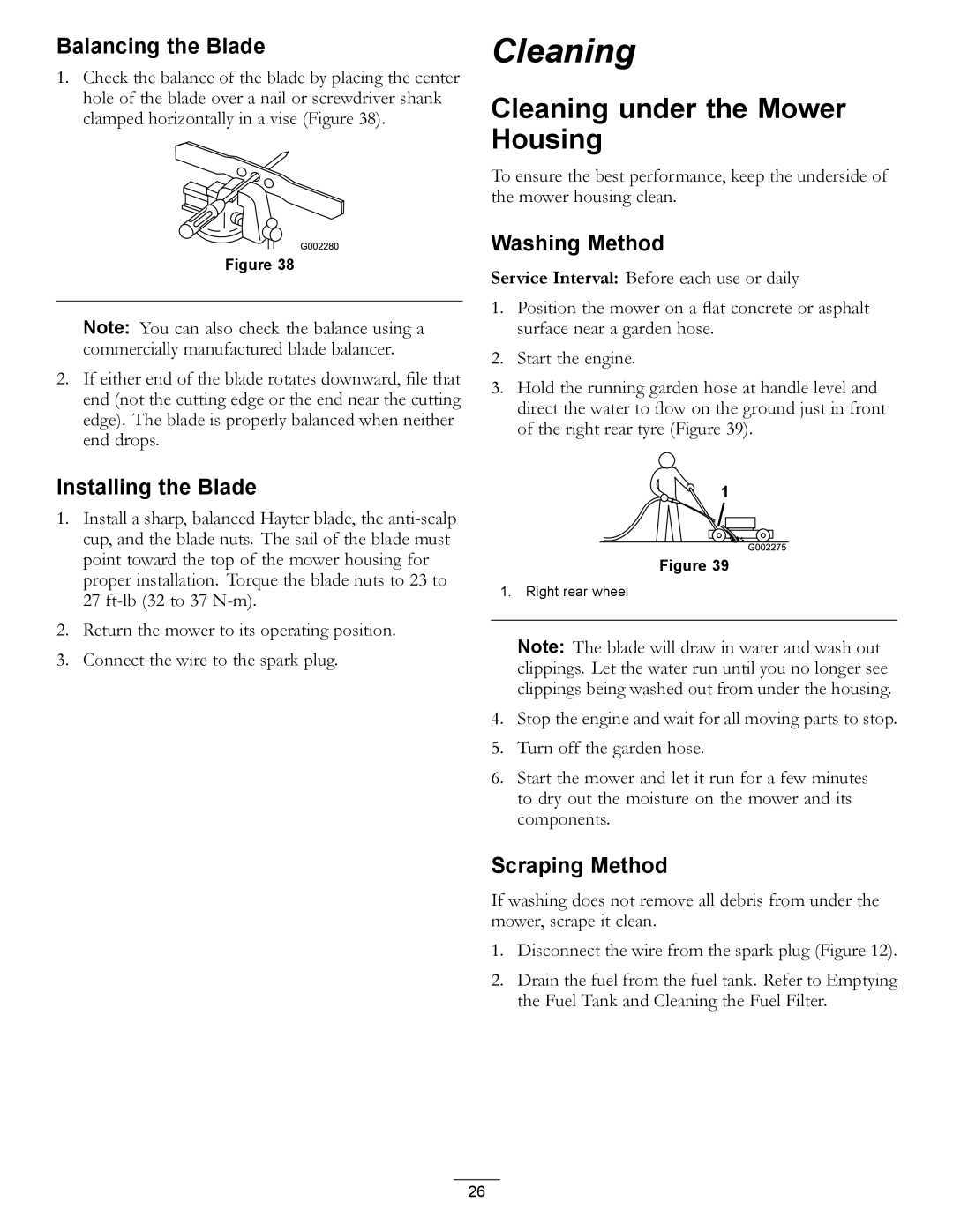 Hayter Mowers 455E manual Cleaning under the Mower Housing 