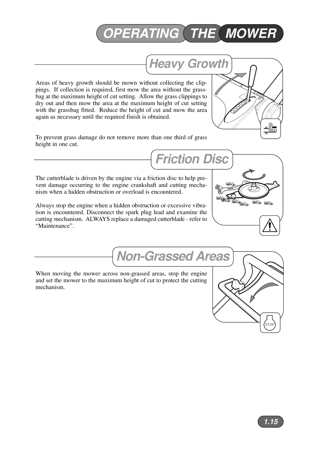 Hayter Mowers 481A manual Friction Disc, Non-Grassed Areas 