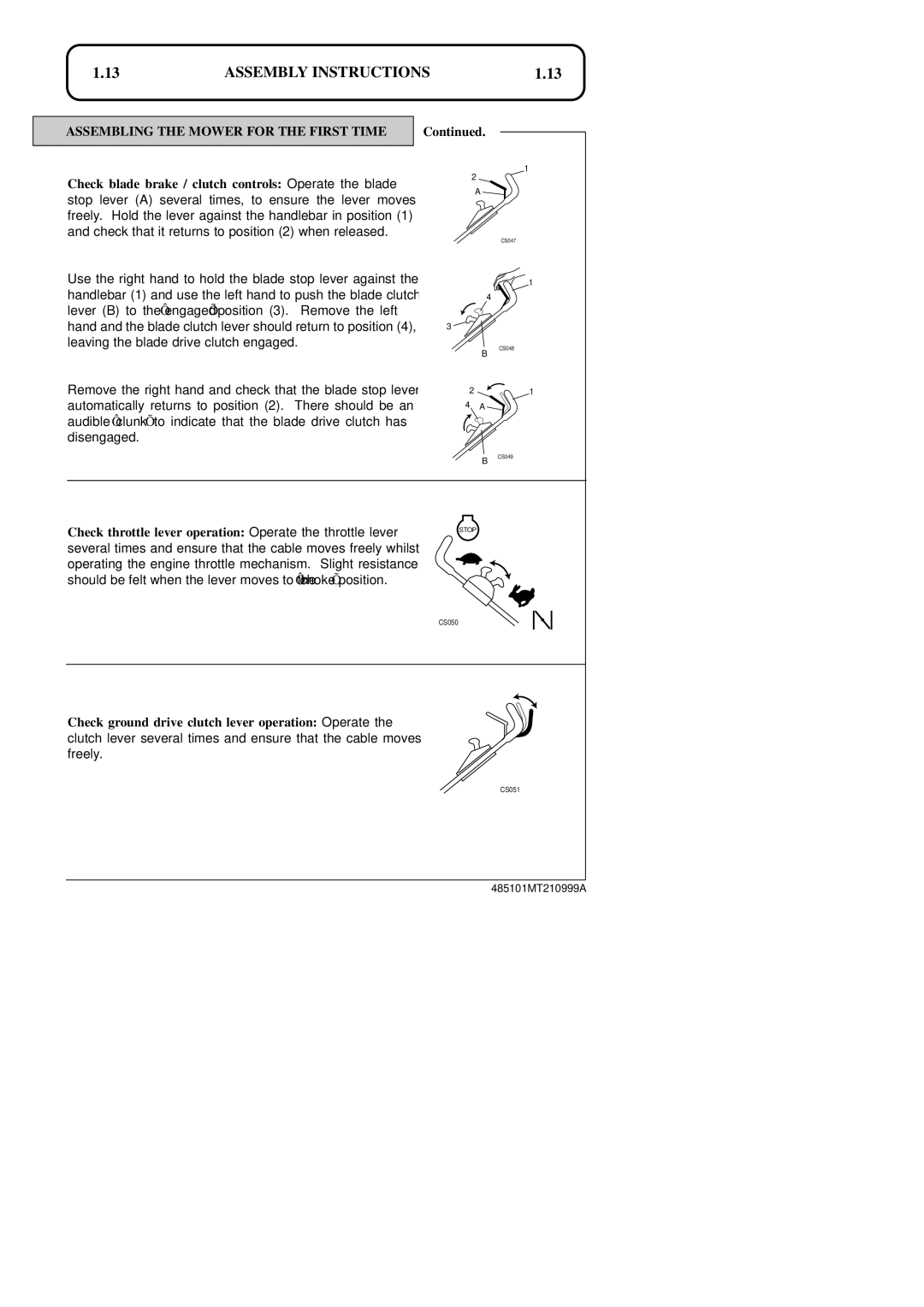 Hayter Mowers 48ST manual Stop 