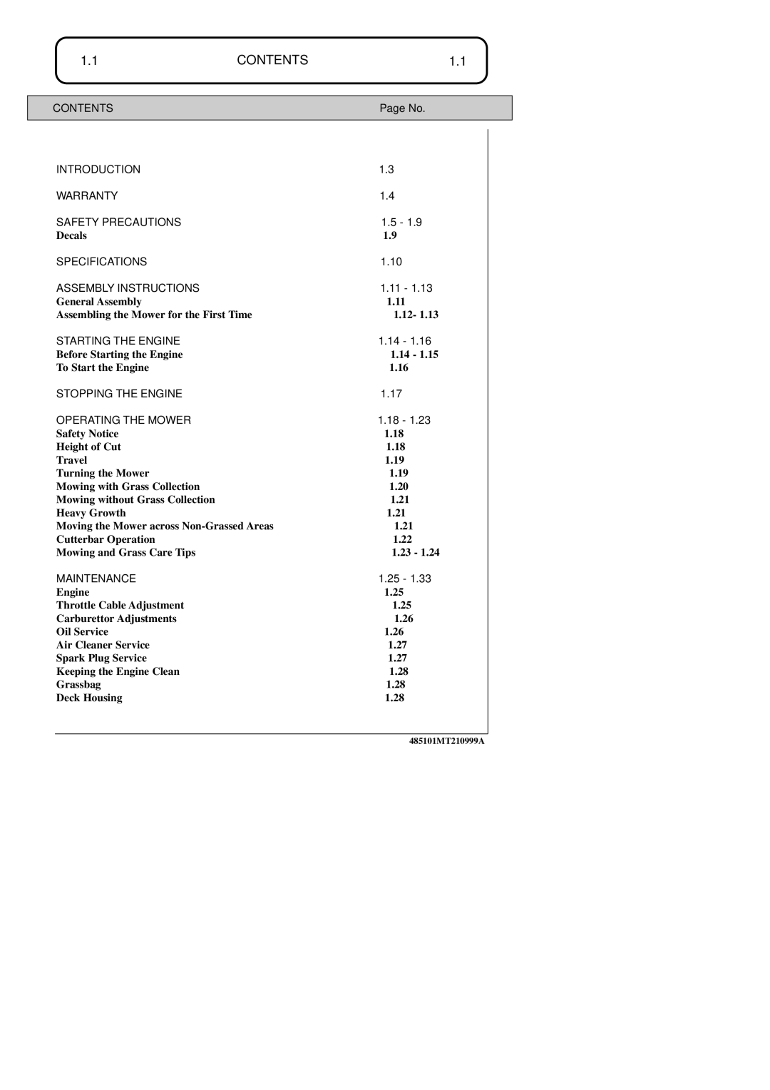 Hayter Mowers 48ST manual Contents 