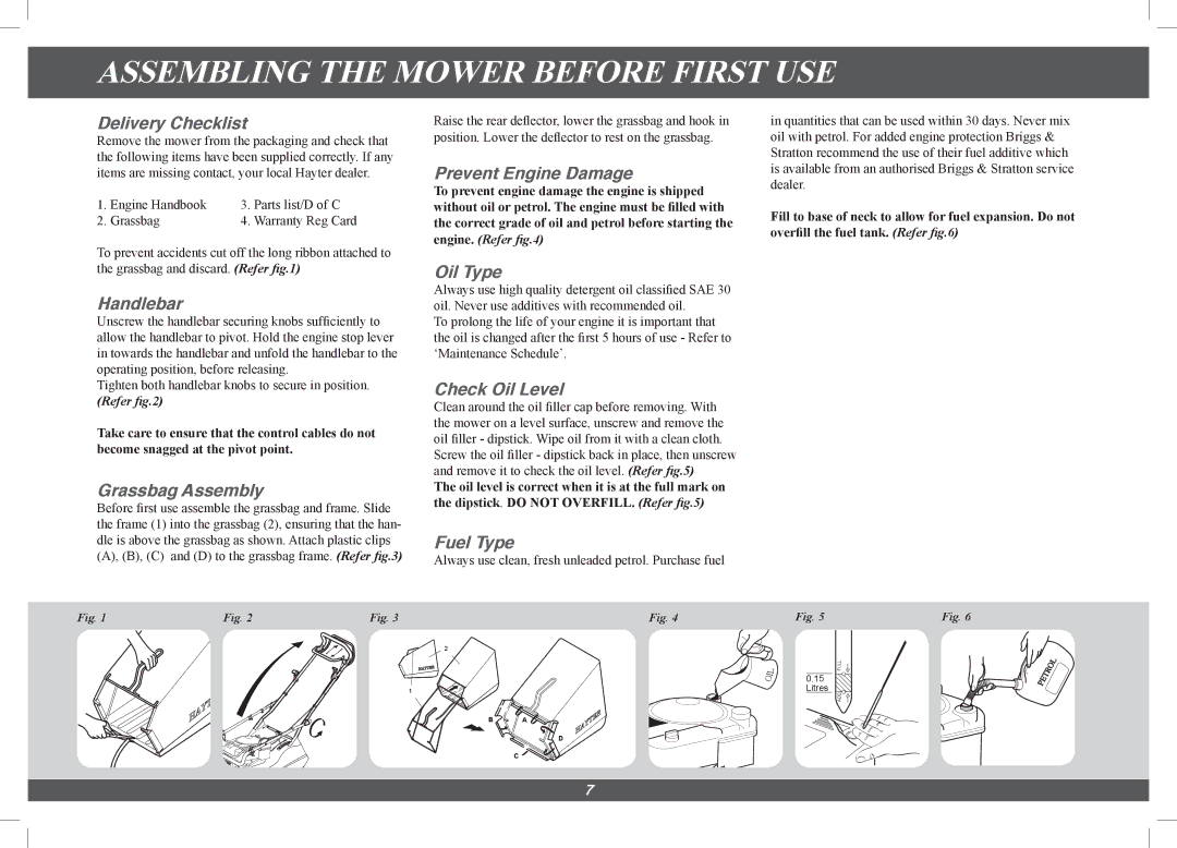 Hayter Mowers 566G, 496G manual Assembling the Mower Before First USE 