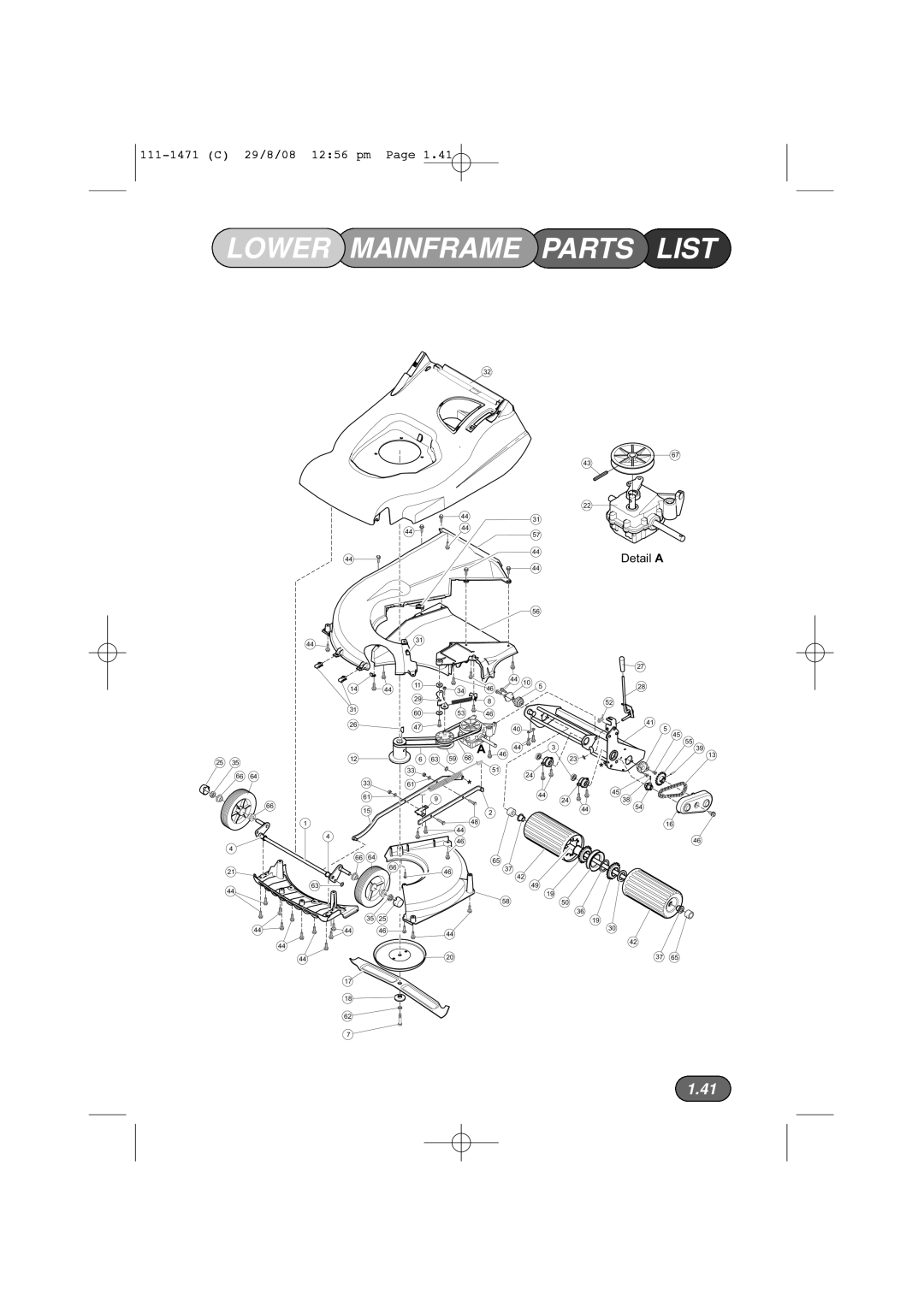 Hayter Mowers 561F, 560F manual Lower Mainframe Parts List 