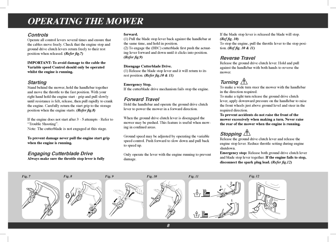 Hayter Mowers 563F, 493F manual Operating the Mower 