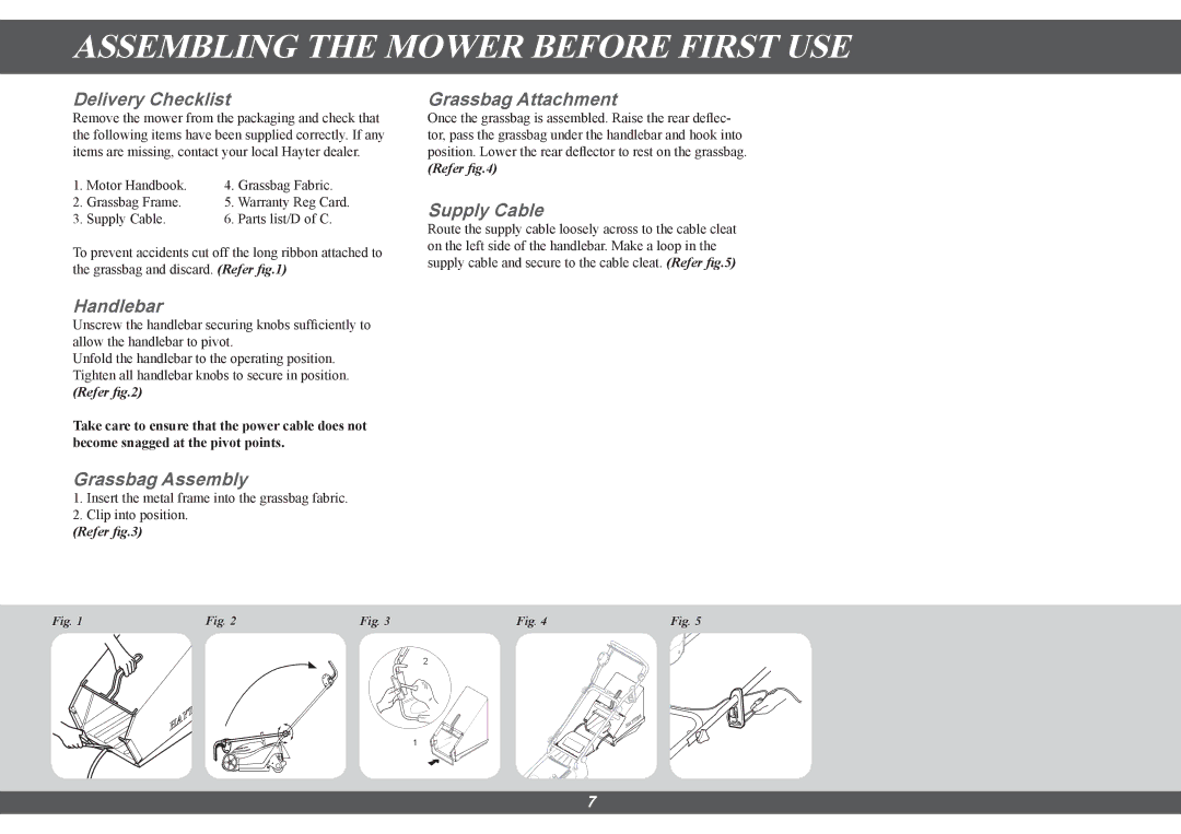 Hayter Mowers 615E manual Assembling the Mower Before First USE 