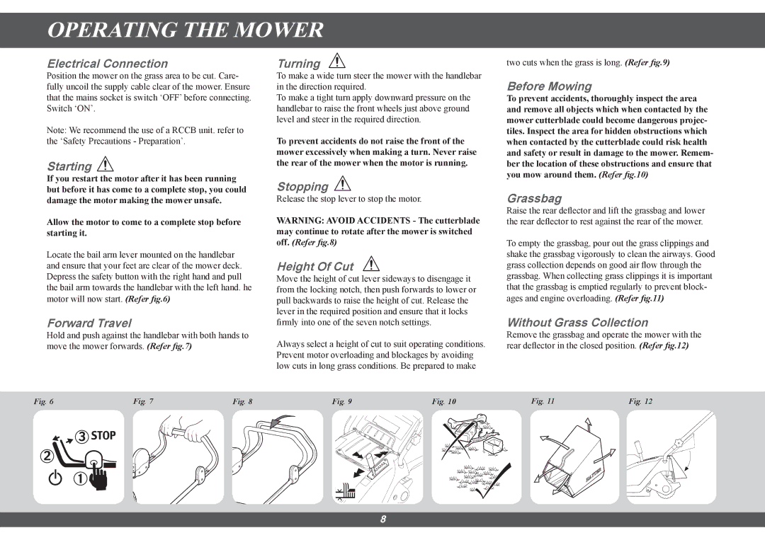 Hayter Mowers 615E manual Operating the Mower 