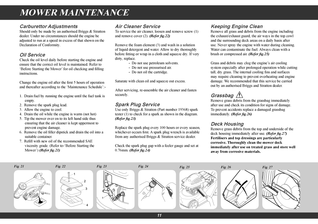 Hayter Mowers 616E manual Mower Maintenance 