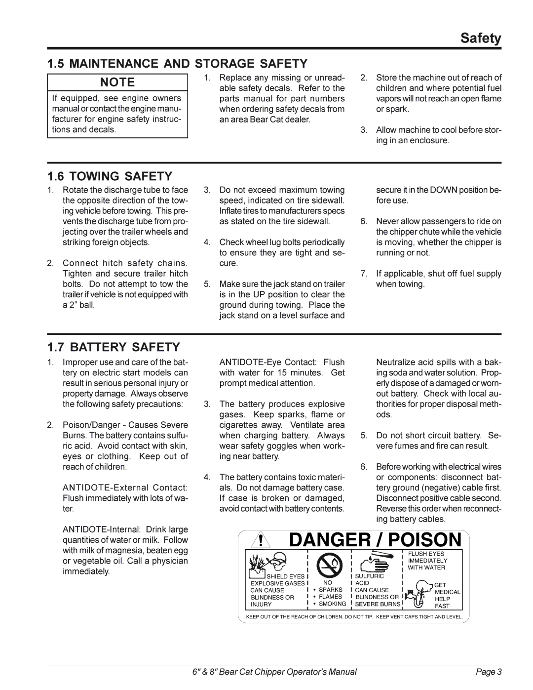 Hayter Mowers 72620, 71620, 74824 manual Maintenance and Storage Safety, Towing Safety, Battery Safety 