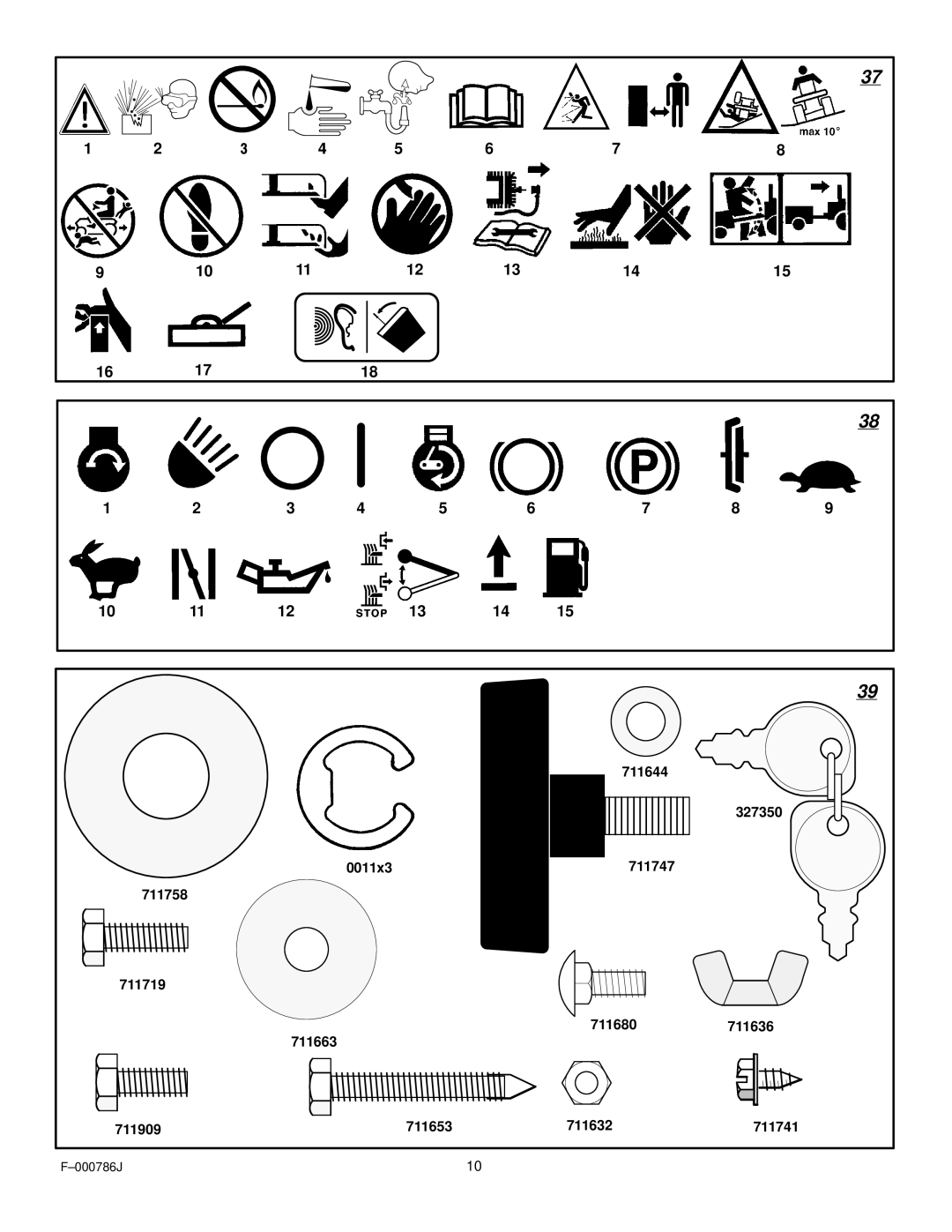 Hayter Mowers CODE144S manual 711644 327350, 711747 711758 711719 711663 711680 711636 711909, 711632 711741 