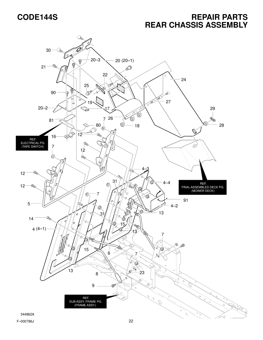 Hayter Mowers manual CODE144S Repair Parts Rear Chassis Assembly 