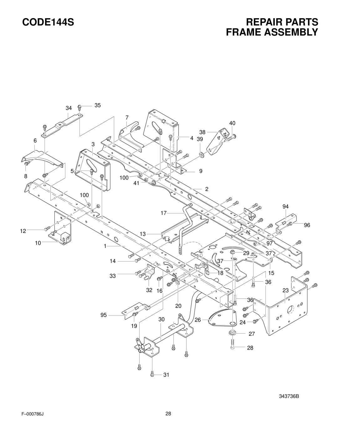 Hayter Mowers CODE144S manual Frame Assembly 