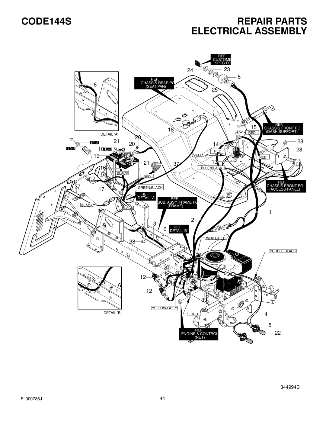 Hayter Mowers CODE144S manual Electrical Assembly 