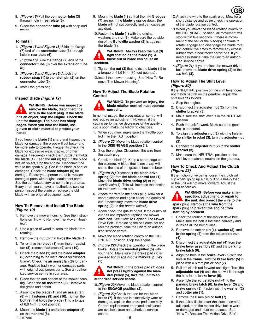 Hayter Mowers E131B manual To Install, Inspect Blade Figure, How To Remove And Install The Blade Figure 