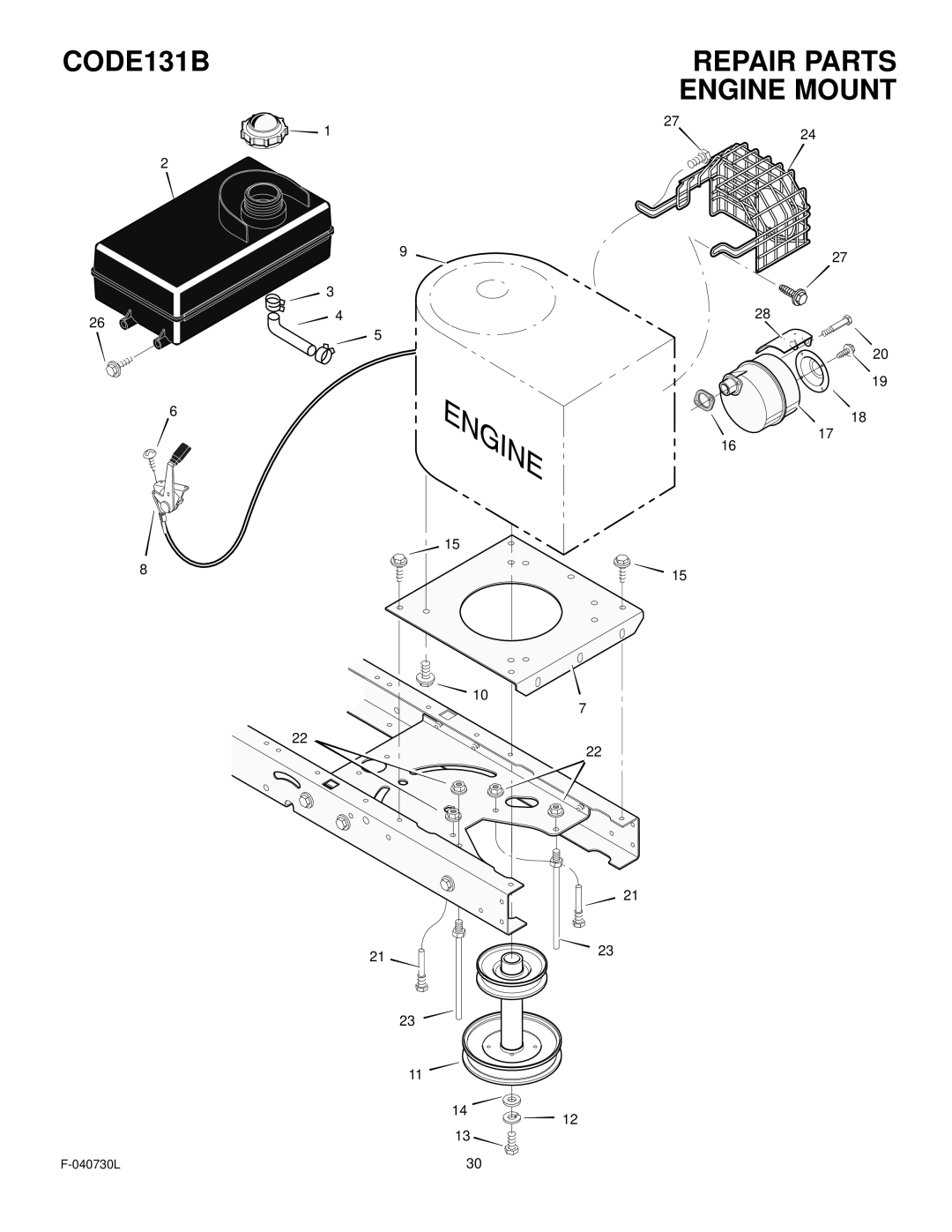 Hayter Mowers manual CODE131B Repair Parts Engine Mount 