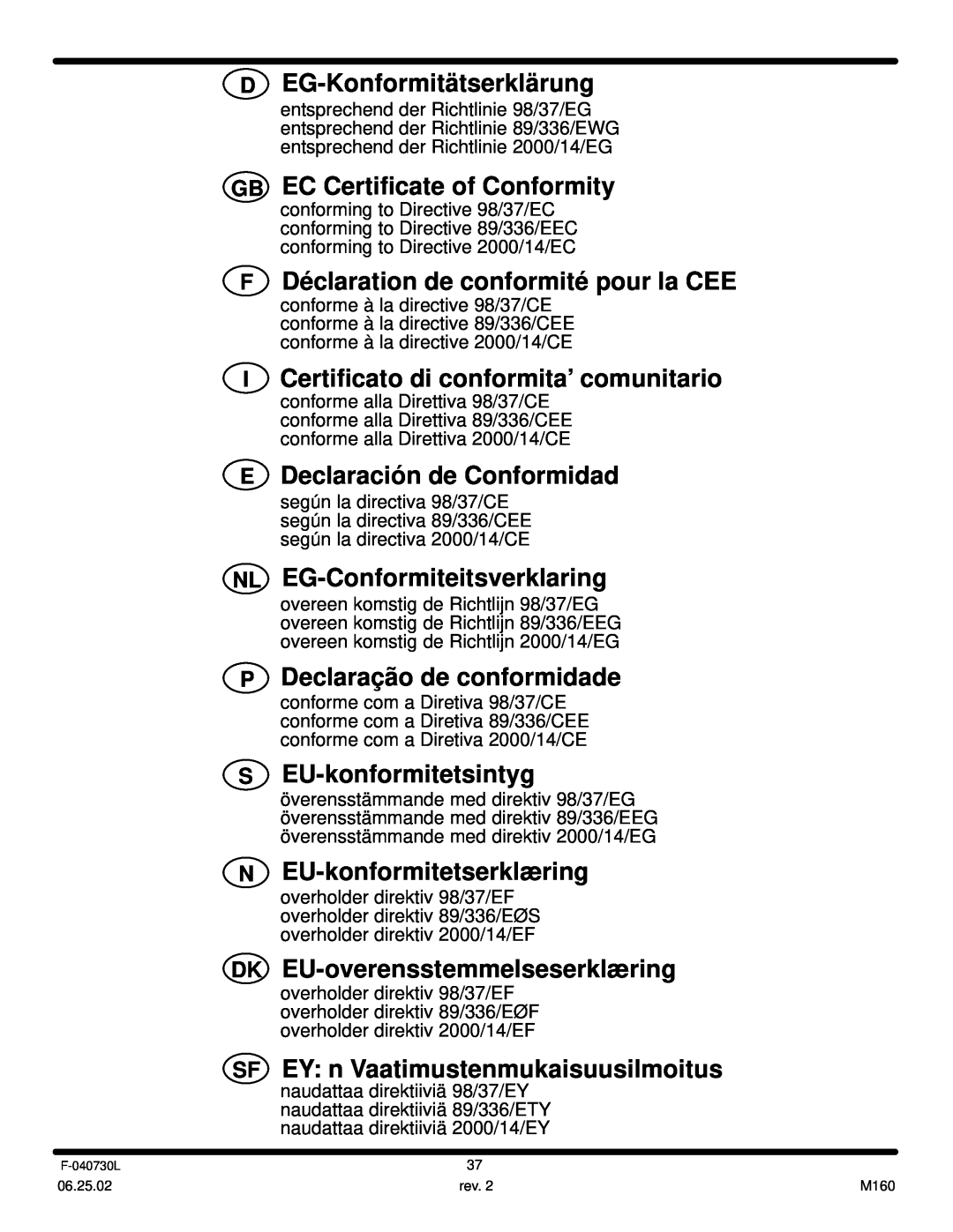 Hayter Mowers E131B manual D EG-Konformitätserklärung 